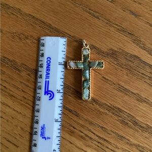 2” cross with jade stones